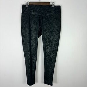Vince Camuto Leggings L Black Leopard Print Slim Fit Ankle Stretch Pants Edgy